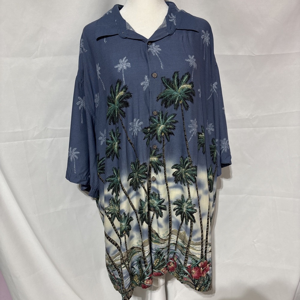 Windham Pointe‎ Hawaiian Button Up Shirt Men's XXL Palm Tree's Floral Beach